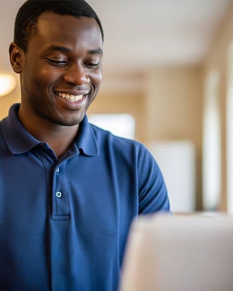 Care worker on phone